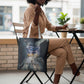 Hesat Celestial Cow Egyptian Tote Bag with Mythic Sky Motif in Cosmic Theme
