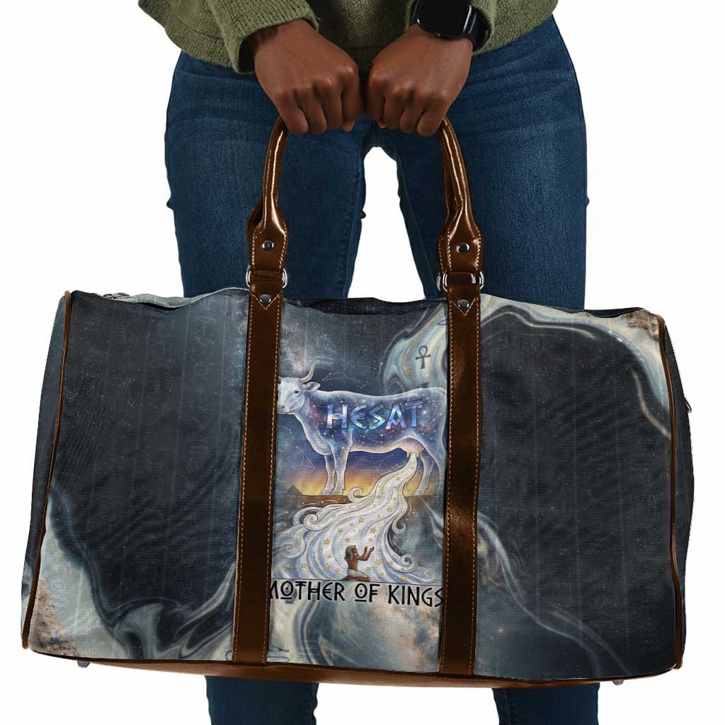 Hesat Celestial Cow Egyptian Travel Bag with Mythic Sky Motif in Cosmic Theme