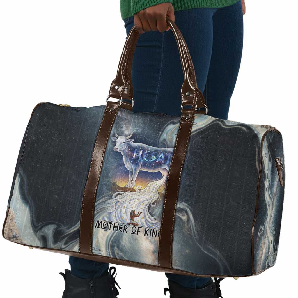 Hesat Celestial Cow Egyptian Travel Bag with Mythic Sky Motif in Cosmic Theme
