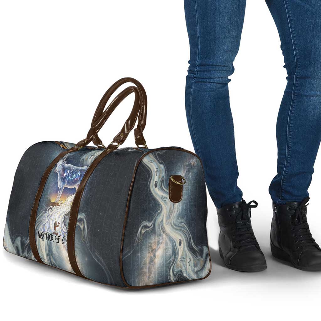 Hesat Celestial Cow Egyptian Travel Bag with Mythic Sky Motif in Cosmic Theme