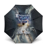 Hesat Celestial Cow Egyptian Umbrella with Mythic Sky Motif in Cosmic Theme