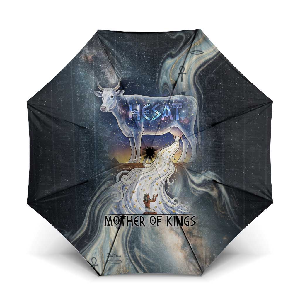 Hesat Celestial Cow Egyptian Umbrella with Mythic Sky Motif in Cosmic Theme