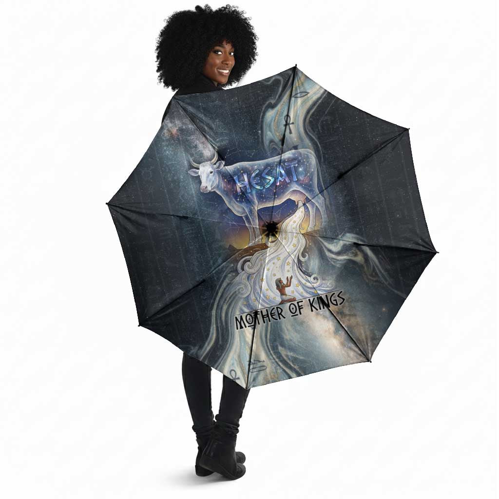 Hesat Celestial Cow Egyptian Umbrella with Mythic Sky Motif in Cosmic Theme