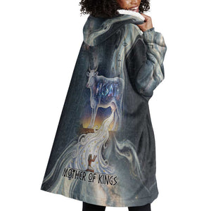Hesat Celestial Cow Egyptian Wearable Blanket Hoodie with Mythic Sky Motif in Cosmic Theme