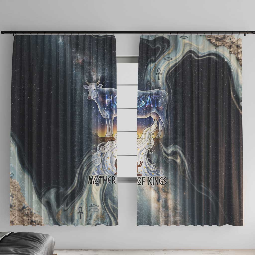 Hesat Celestial Cow Egyptian Window Curtain with Mythic Sky Motif in Cosmic Theme
