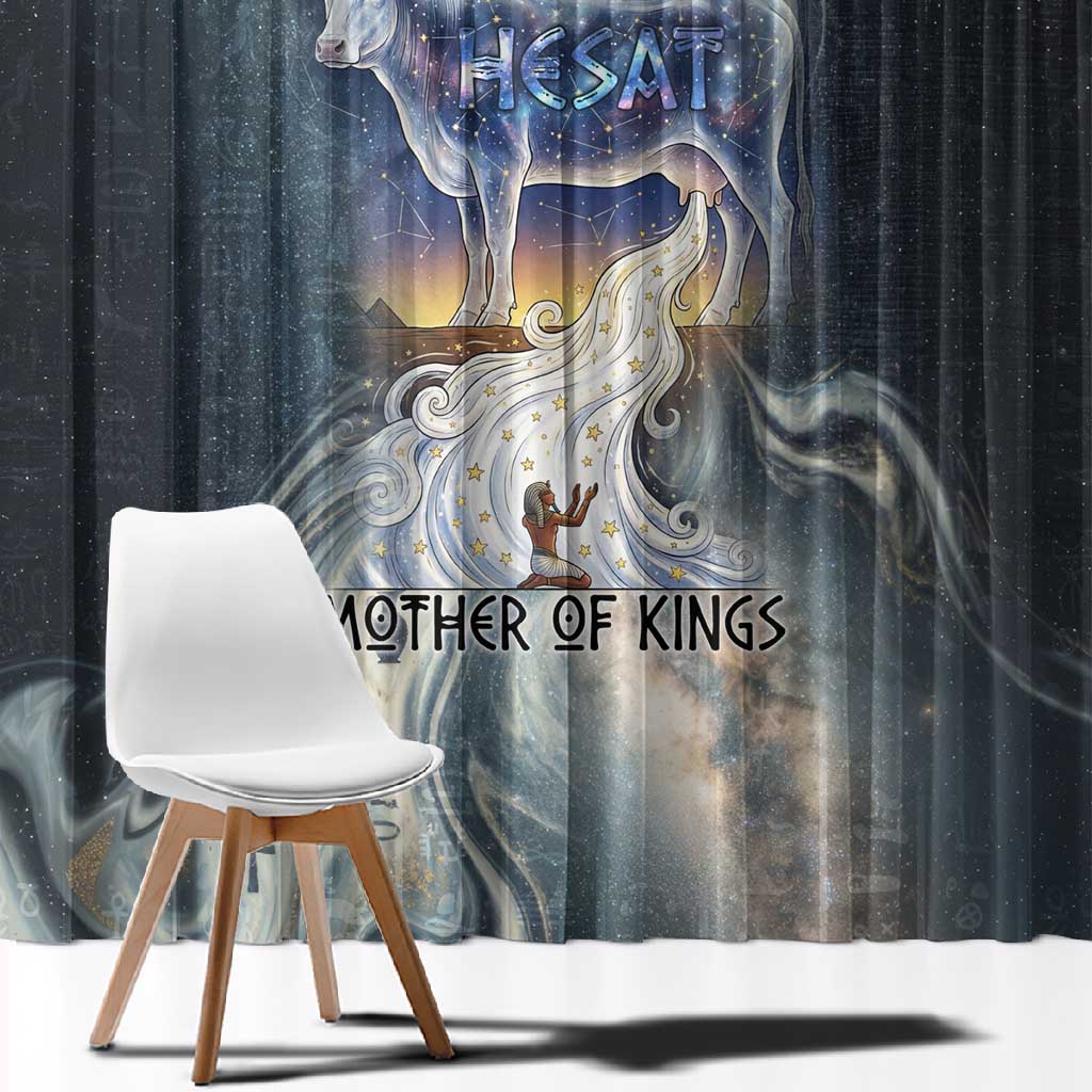 Hesat Celestial Cow Egyptian Window Curtain with Mythic Sky Motif in Cosmic Theme