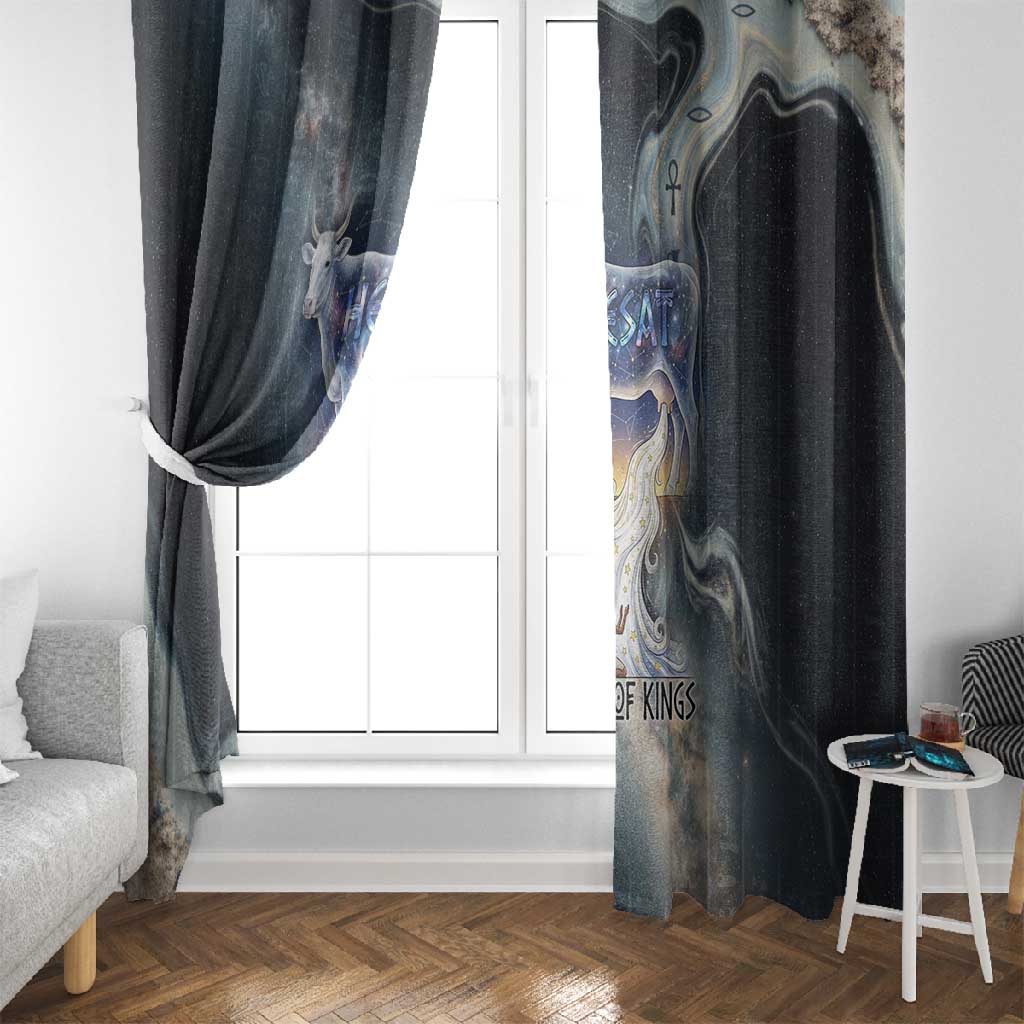 Hesat Celestial Cow Egyptian Window Curtain with Mythic Sky Motif in Cosmic Theme
