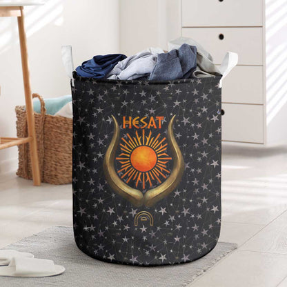 Hesat Solar Horn Symbol Laundry Basket Egyptian Cosmic Cow in Starry Milky Way