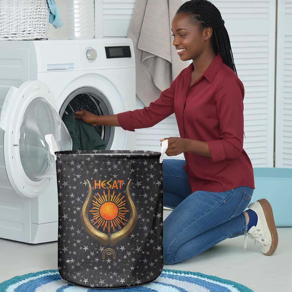 Hesat Solar Horn Symbol Laundry Basket Egyptian Cosmic Cow in Starry Milky Way