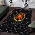 Hesat Solar Horn Symbol Area Rug Egyptian Cosmic Cow in Starry Milky Way