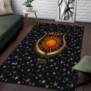Hesat Solar Horn Symbol Area Rug Egyptian Cosmic Cow in Starry Milky Way