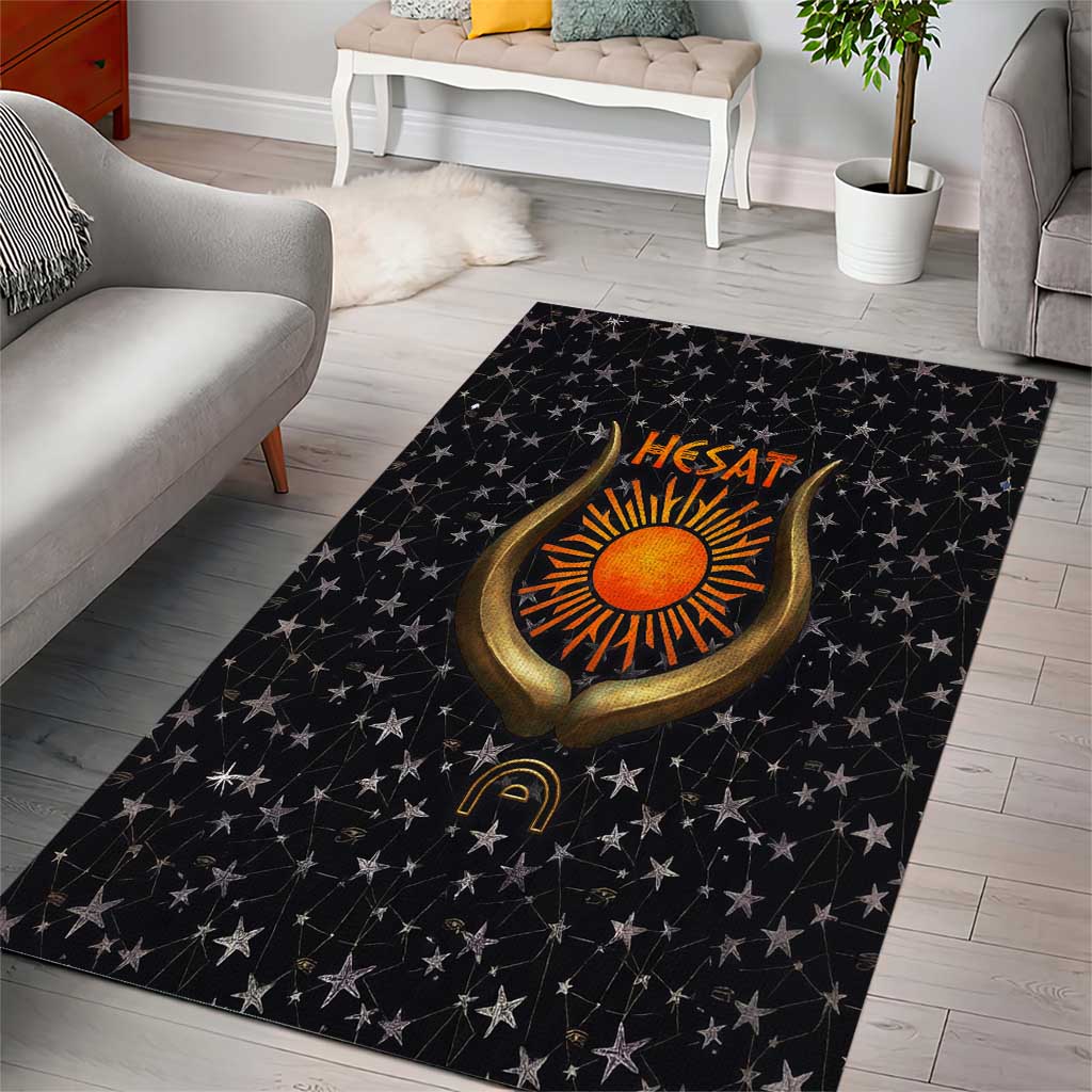 Hesat Solar Horn Symbol Area Rug Egyptian Cosmic Cow in Starry Milky Way