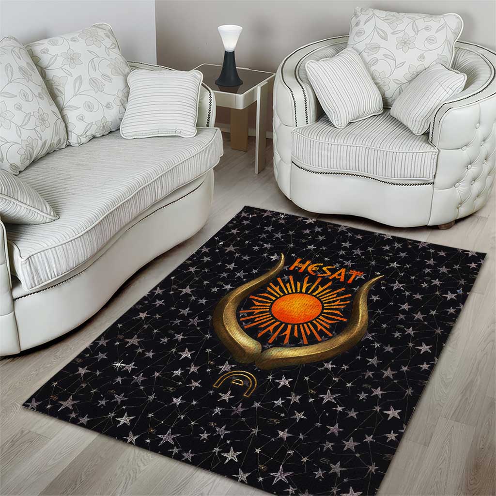Hesat Solar Horn Symbol Area Rug Egyptian Cosmic Cow in Starry Milky Way