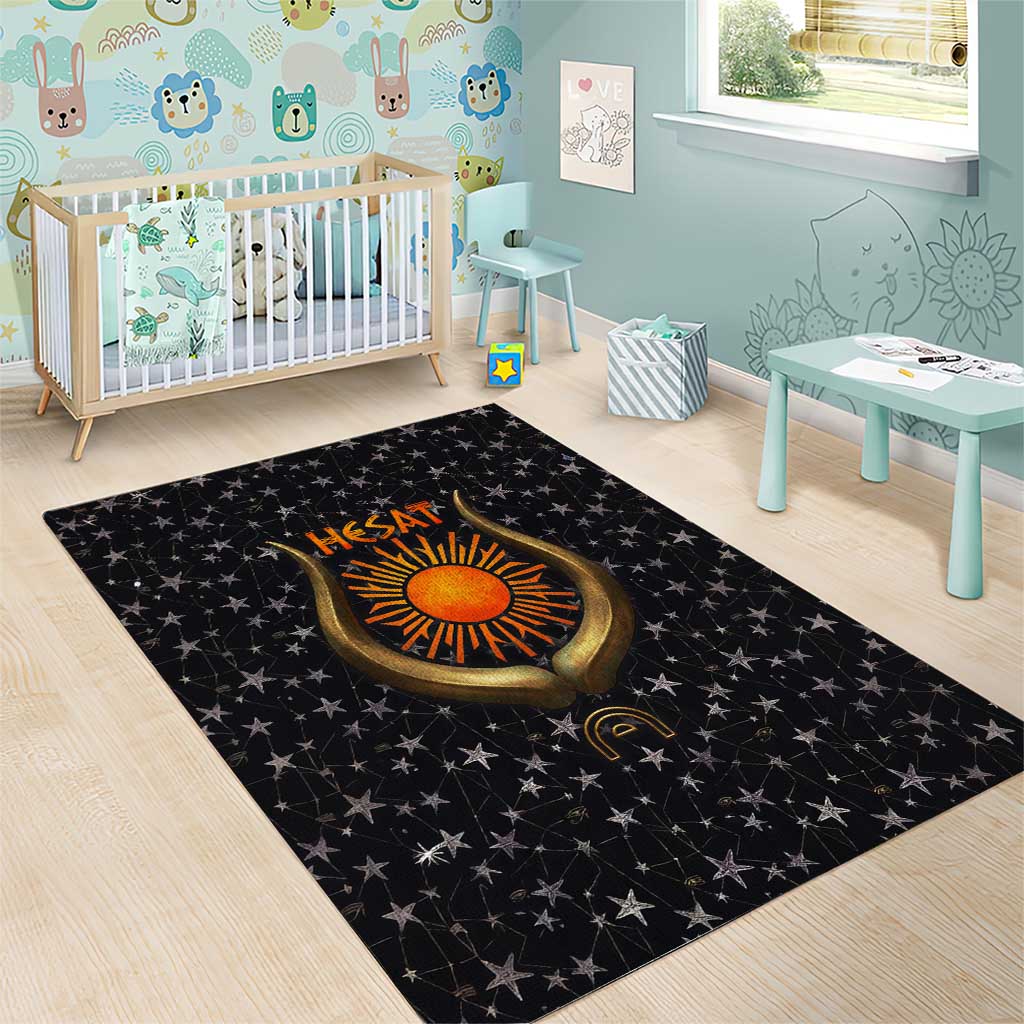 Hesat Solar Horn Symbol Area Rug Egyptian Cosmic Cow in Starry Milky Way