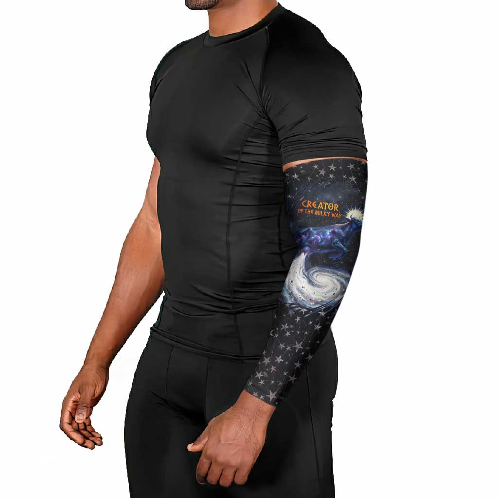 Hesat Solar Horn Symbol Arm Sleeves Egyptian Cosmic Cow in Starry Milky Way