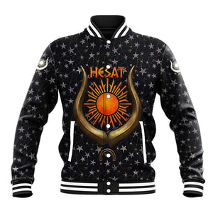 Hesat Solar Horn Symbol Baseball Jacket Egyptian Cosmic Cow in Starry Milky Way