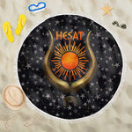 Hesat Solar Horn Symbol Beach Blanket Egyptian Cosmic Cow in Starry Milky Way