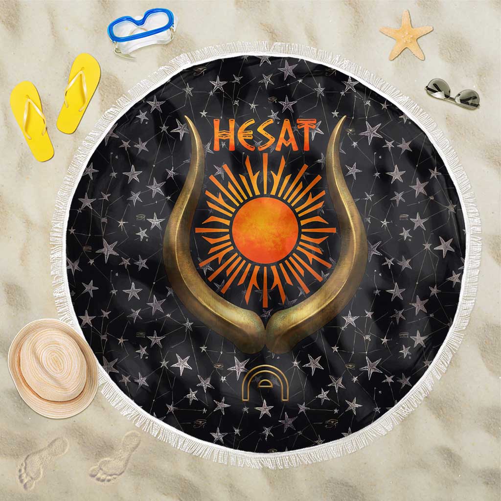 Hesat Solar Horn Symbol Beach Blanket Egyptian Cosmic Cow in Starry Milky Way