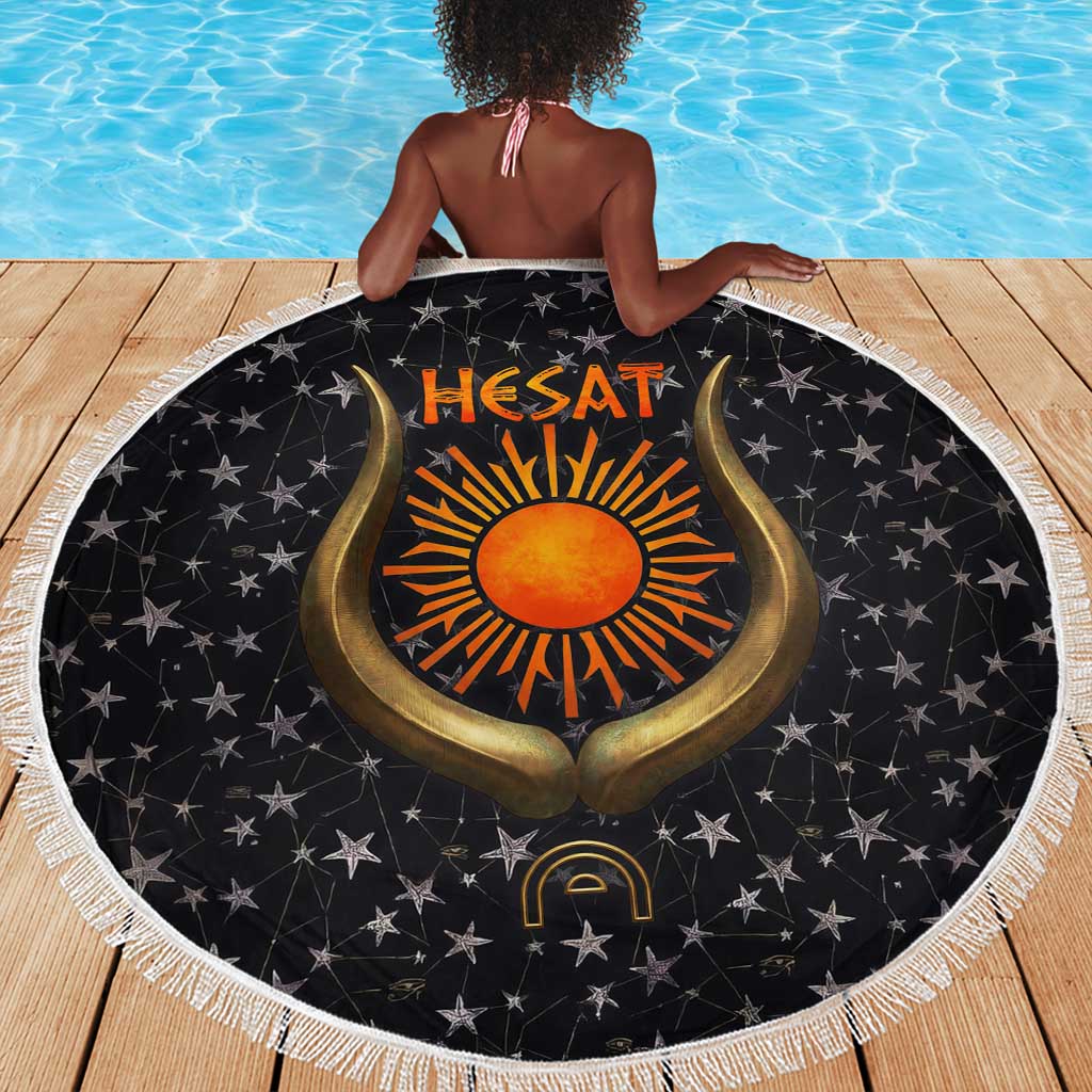 Hesat Solar Horn Symbol Beach Blanket Egyptian Cosmic Cow in Starry Milky Way