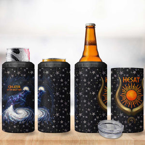 Hesat Solar Horn Symbol 4 in 1 Can Cooler Tumbler Egyptian Cosmic Cow in Starry Milky Way