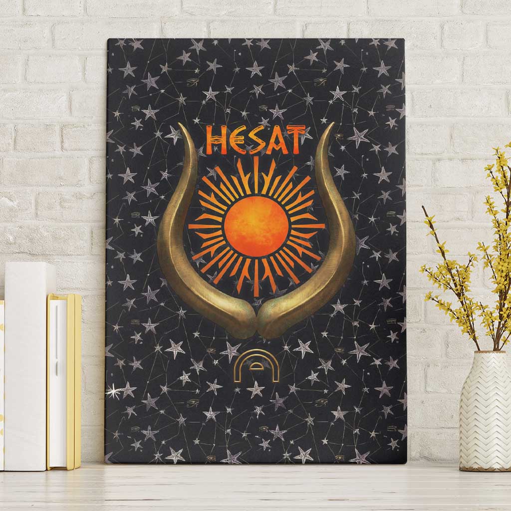 Hesat Solar Horn Symbol Canvas Wall Art Egyptian Cosmic Cow in Starry Milky Way