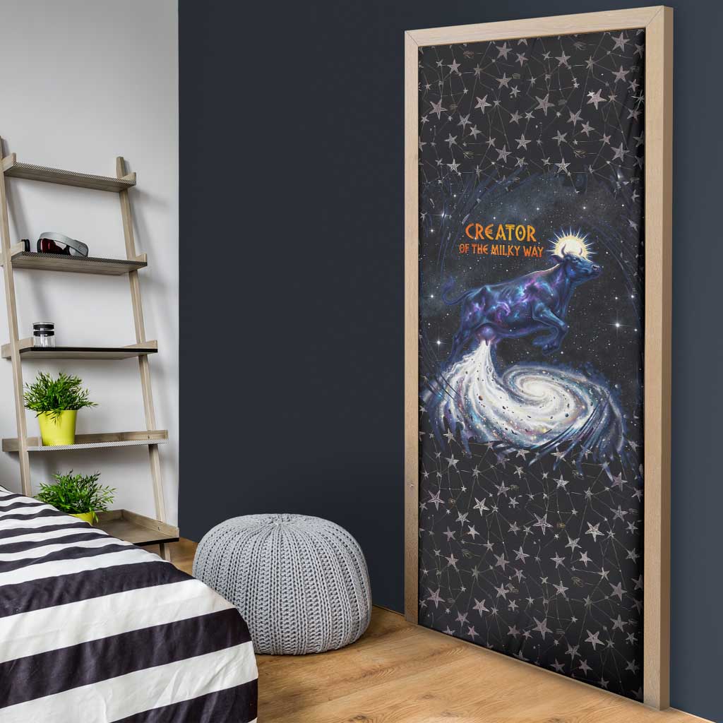 Hesat Solar Horn Symbol Door Cover Egyptian Cosmic Cow in Starry Milky Way