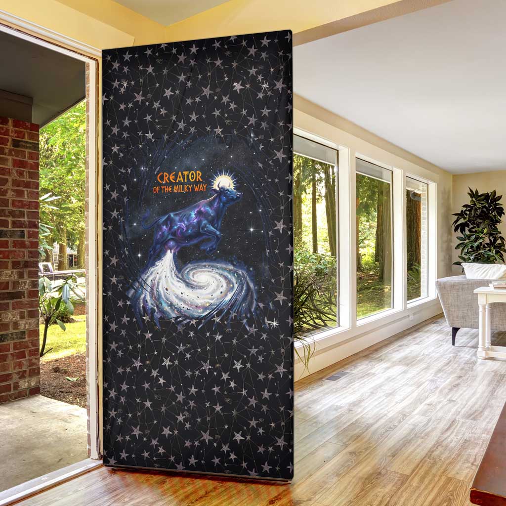 Hesat Solar Horn Symbol Door Cover Egyptian Cosmic Cow in Starry Milky Way
