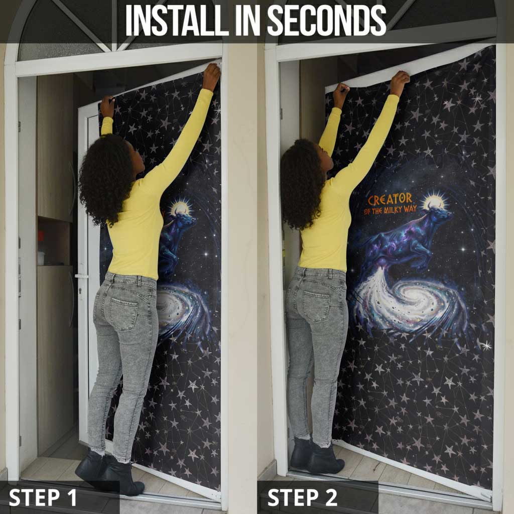Hesat Solar Horn Symbol Door Cover Egyptian Cosmic Cow in Starry Milky Way