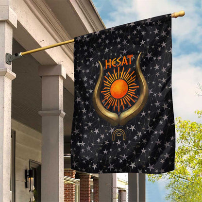 Hesat Solar Horn Symbol Garden Flag Egyptian Cosmic Cow in Starry Milky Way