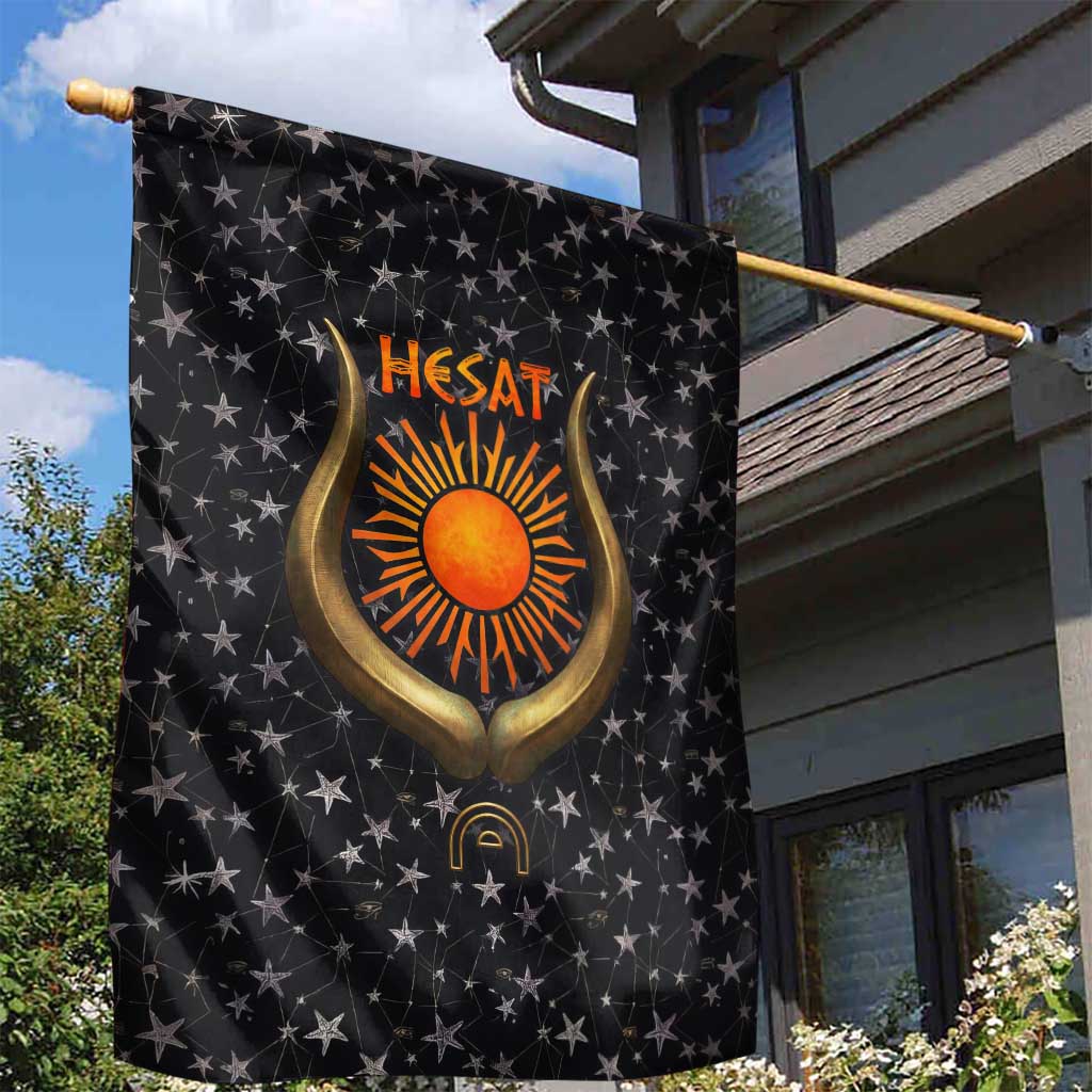 Hesat Solar Horn Symbol Garden Flag Egyptian Cosmic Cow in Starry Milky Way