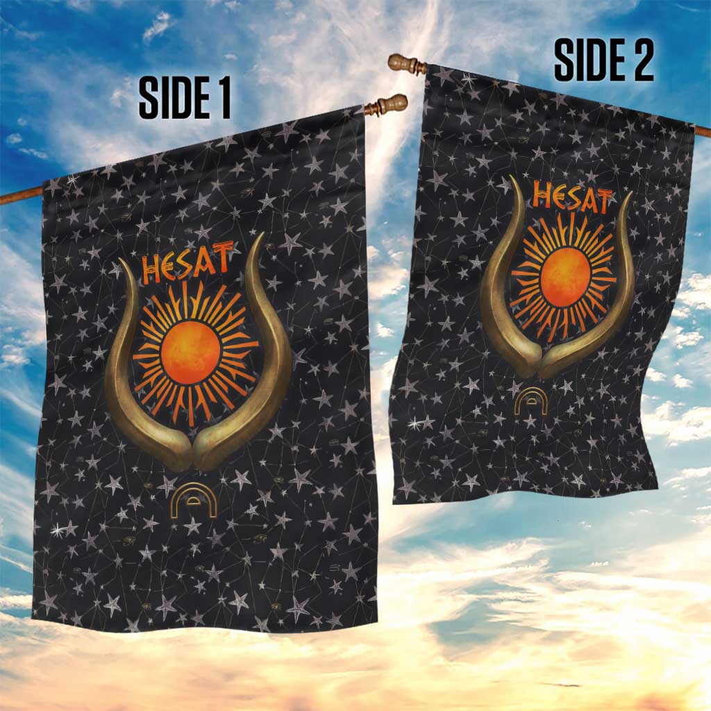 Hesat Solar Horn Symbol Garden Flag Egyptian Cosmic Cow in Starry Milky Way