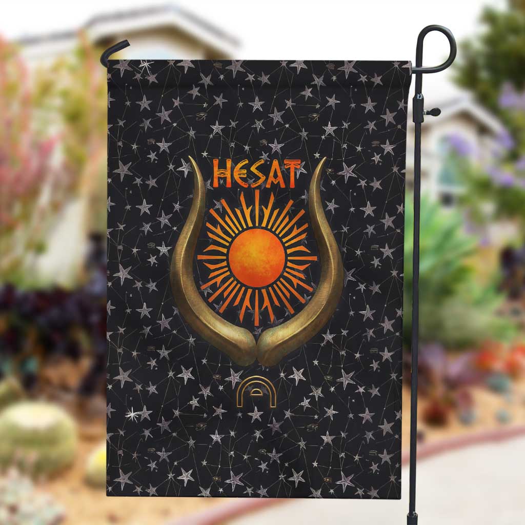 Hesat Solar Horn Symbol Garden Flag Egyptian Cosmic Cow in Starry Milky Way