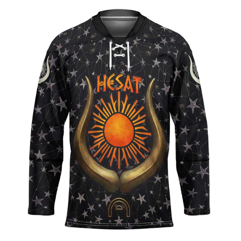 Hesat Solar Horn Symbol Hockey Jersey Egyptian Cosmic Cow in Starry Milky Way