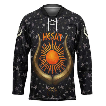 Hesat Solar Horn Symbol Hockey Jersey Egyptian Cosmic Cow in Starry Milky Way