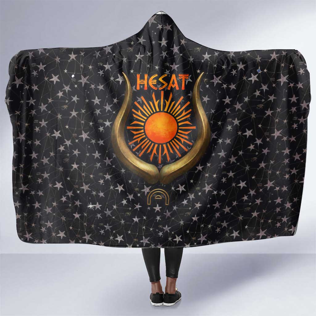 Hesat Solar Horn Symbol Hooded Blanket Egyptian Cosmic Cow in Starry Milky Way