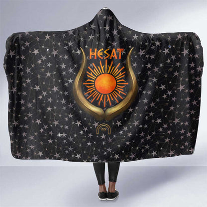 Hesat Solar Horn Symbol Hooded Blanket Egyptian Cosmic Cow in Starry Milky Way