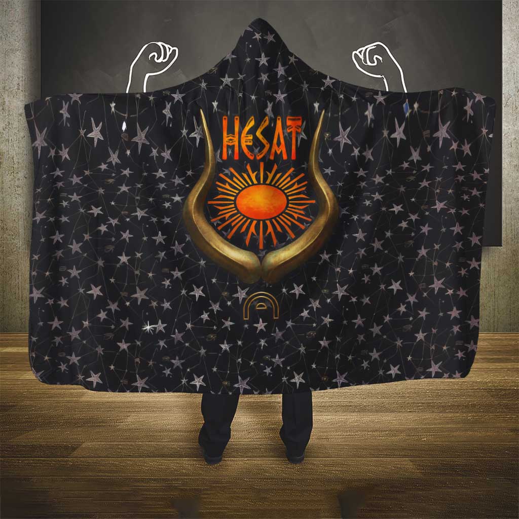 Hesat Solar Horn Symbol Hooded Blanket Egyptian Cosmic Cow in Starry Milky Way