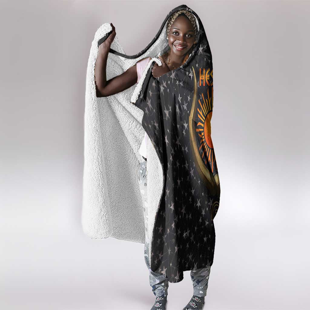 Hesat Solar Horn Symbol Hooded Blanket Egyptian Cosmic Cow in Starry Milky Way