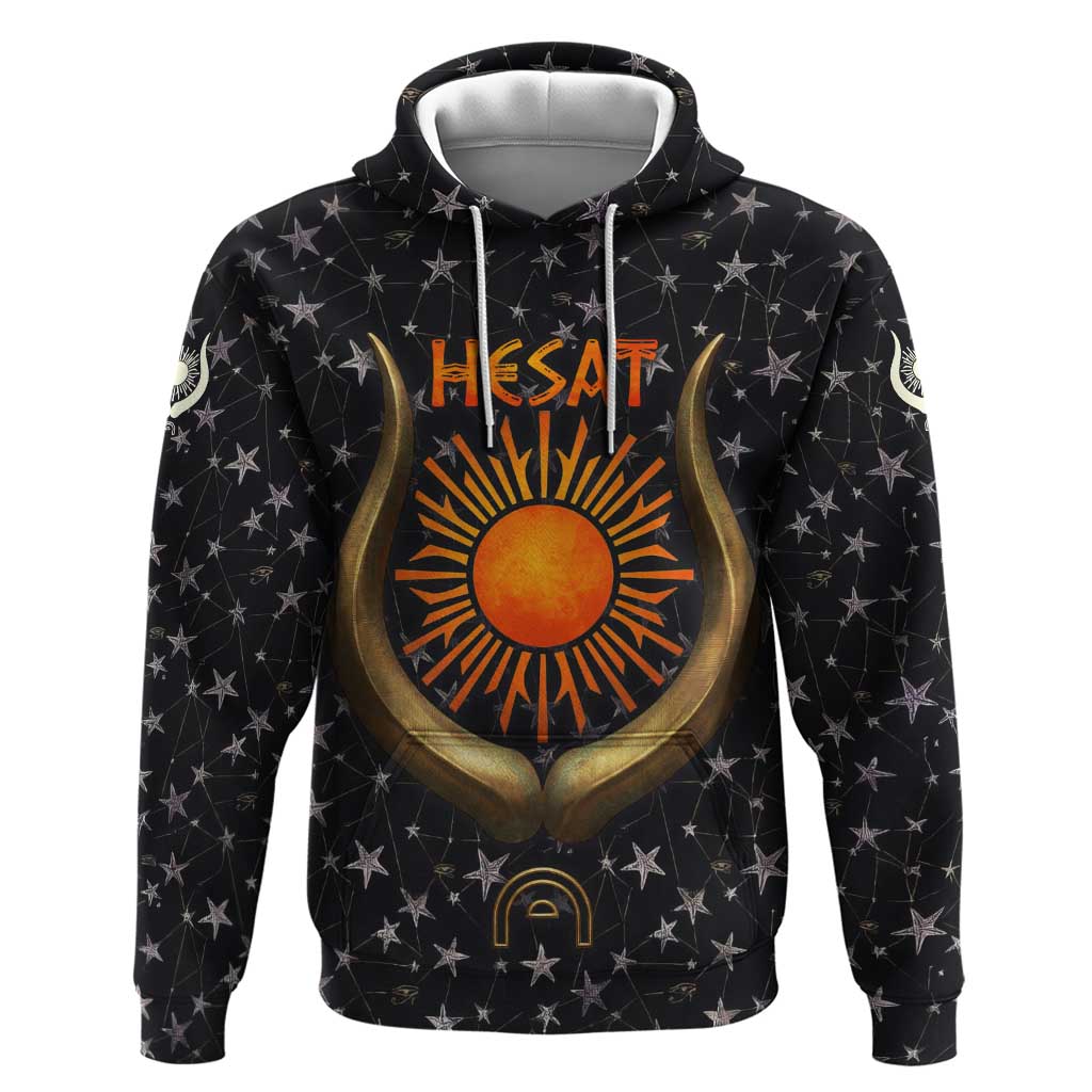 Hesat Solar Horn Symbol Hoodie Egyptian Cosmic Cow in Starry Milky Way