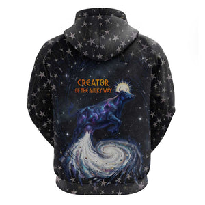 Hesat Solar Horn Symbol Hoodie Egyptian Cosmic Cow in Starry Milky Way