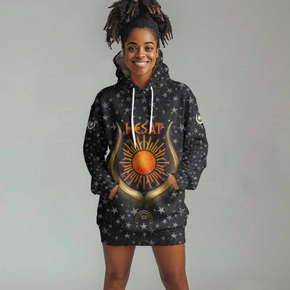 Hesat Solar Horn Symbol Hoodie Dress Egyptian Cosmic Cow in Starry Milky Way