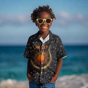 Hesat Solar Horn Symbol Kid Hawaiian Shirt Egyptian Cosmic Cow in Starry Milky Way