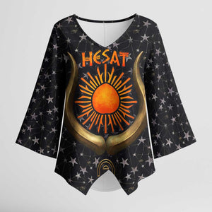 Hesat Solar Horn Symbol Kimono Sleeve Blouse Egyptian Cosmic Cow in Starry Milky Way