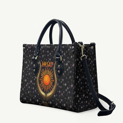Hesat Solar Horn Symbol Leather Bag Egyptian Cosmic Cow in Starry Milky Way