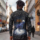 Hesat Solar Horn Symbol Long Sleeve Button Shirt Egyptian Cosmic Cow in Starry Milky Way
