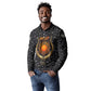 Hesat Solar Horn Symbol Long Sleeve Polo Shirt Egyptian Cosmic Cow in Starry Milky Way