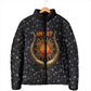 Hesat Solar Horn Symbol Padded Jacket Egyptian Cosmic Cow in Starry Milky Way