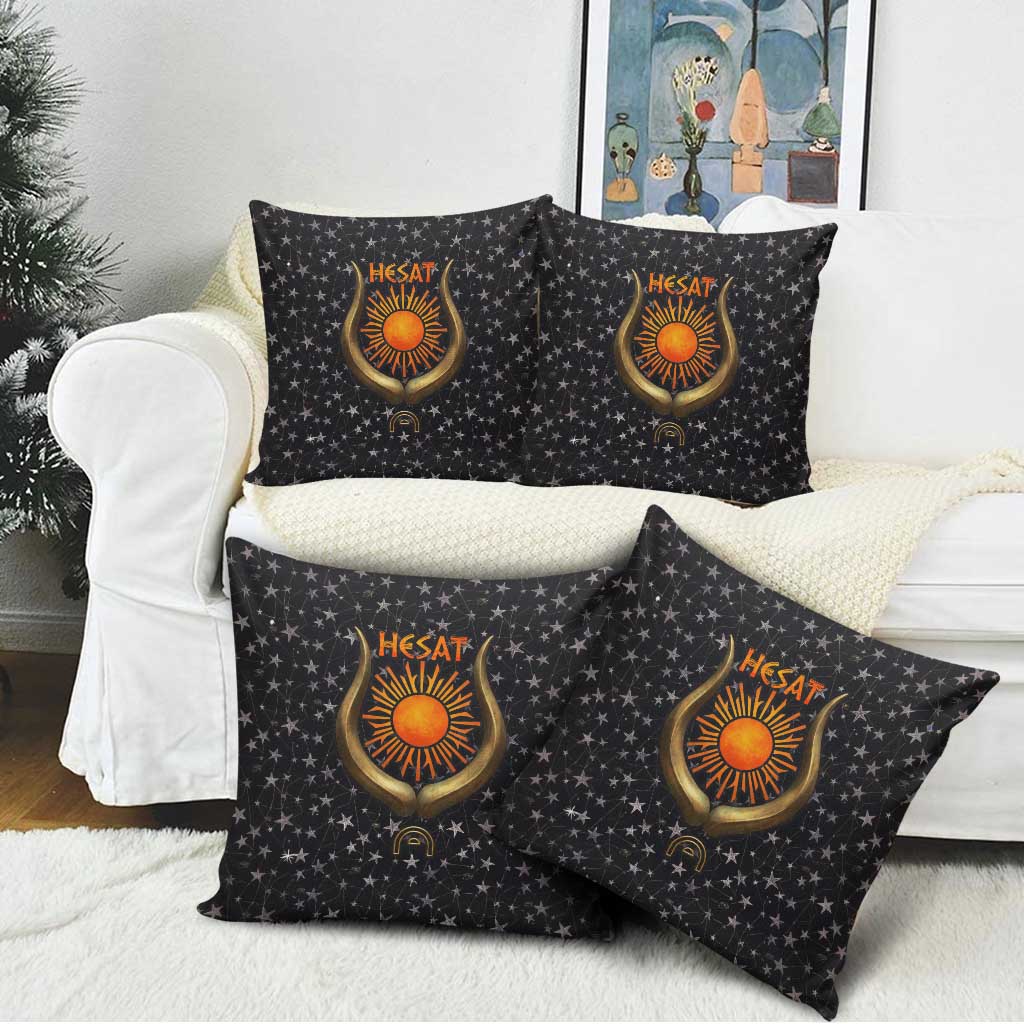 Hesat Solar Horn Symbol Pillow Cover Egyptian Cosmic Cow in Starry Milky Way