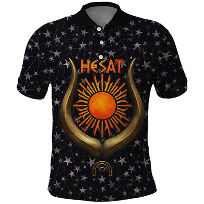 Hesat Solar Horn Symbol Polo Shirt Egyptian Cosmic Cow in Starry Milky Way