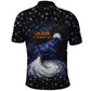 Hesat Solar Horn Symbol Polo Shirt Egyptian Cosmic Cow in Starry Milky Way